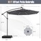 10 Ft Beige Steel Offset Cantilever Patio Umbrella with 40 Solar Powered LED Lights and Adjustable
